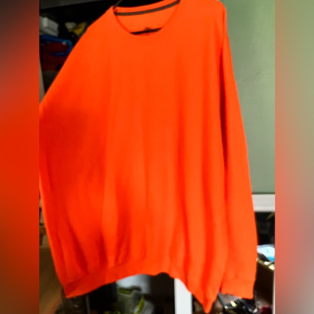 Men’s safety orange sweatshirt, new never worn without tags